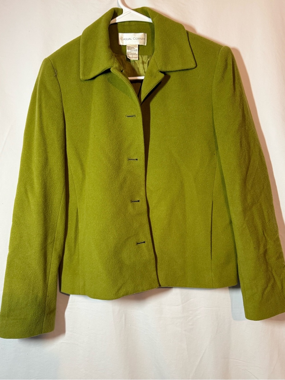 Casual Corner Women’s Wool Blend Jacket Size 2 Chartreuse Green Y2K Blazer